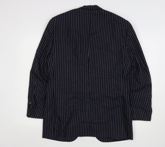 VIP Mens Grey Striped Wool Jacket Suit Jacket Size 42