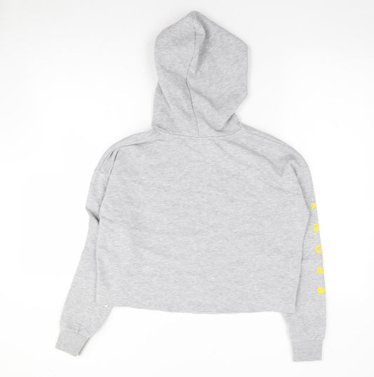 New Look Girls Grey Cotton Pullover Hoodie Size 12-13 Years Pullover
