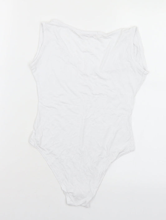 Rebel Womens White Viscose Unitard One-Piece Size 10 Snap