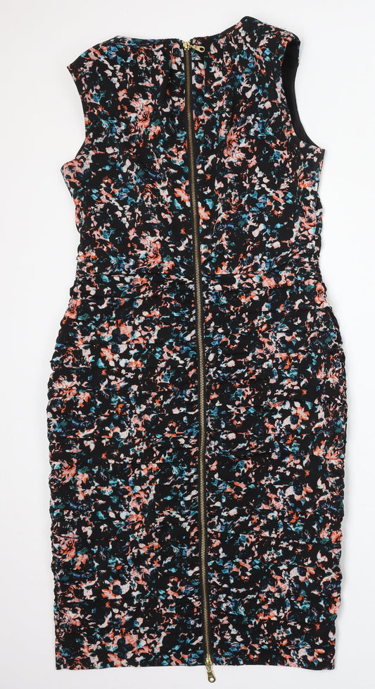 Coast Womens Multicoloured Floral Polyester Bodycon Size 12 Round Neck