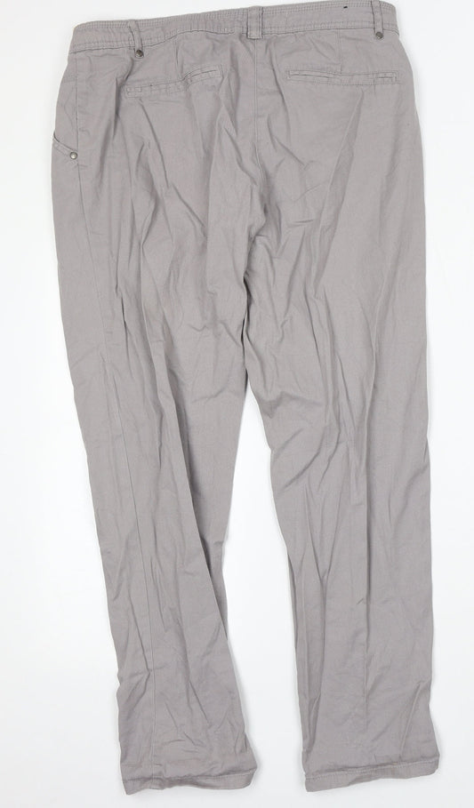 New Look Womens Grey Cotton Straight Jeans Size 14 L32 in Regular