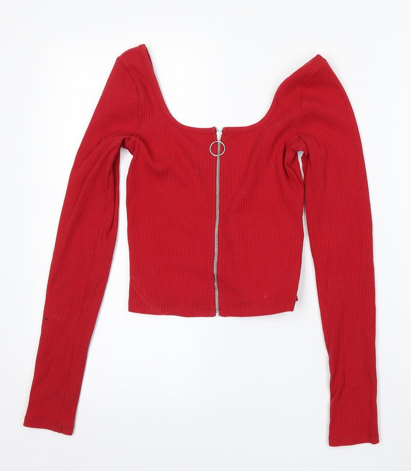 Hollister Womens Red Round Neck Cotton Pullover Jumper Size XS