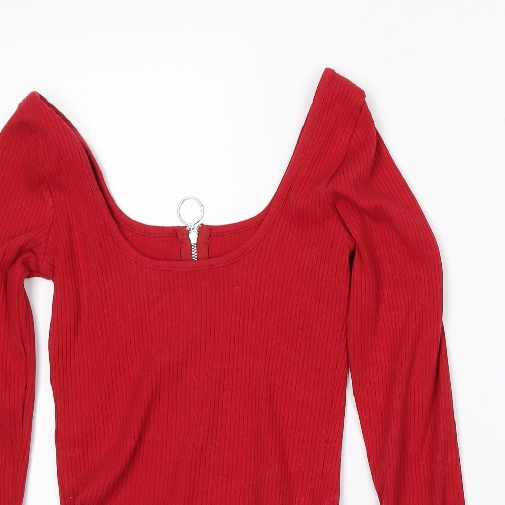 Hollister Womens Red Round Neck Cotton Pullover Jumper Size XS