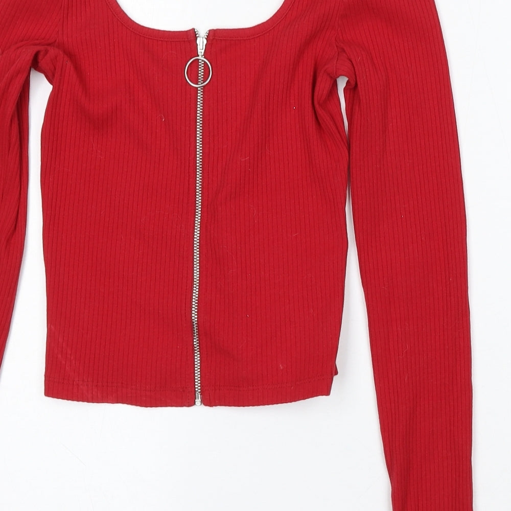 Hollister Womens Red Round Neck Cotton Pullover Jumper Size XS