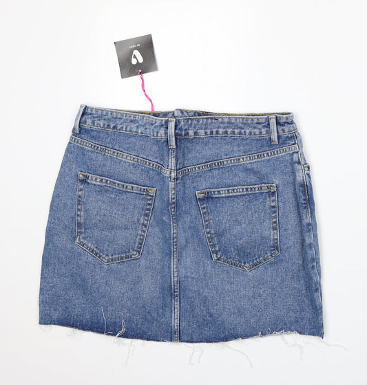 Very Womens Blue Cotton A-Line Skirt Size 12