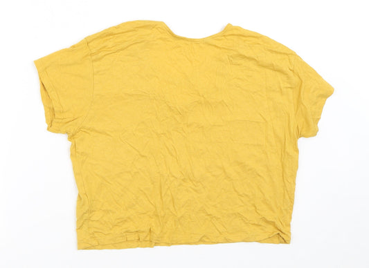 915 Generation Girls Yellow Cotton Cropped T-Shirt Size 14-15 Years V-Neck