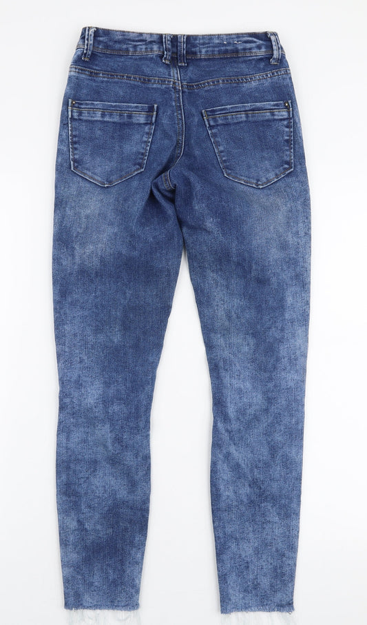 New Look Womens Blue Cotton Skinny Jeans Size 8 L32 in Slim Zip