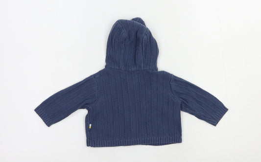 Mothercare Baby Blue Cotton Full Zip Jumper Size 0-3 Months Zip