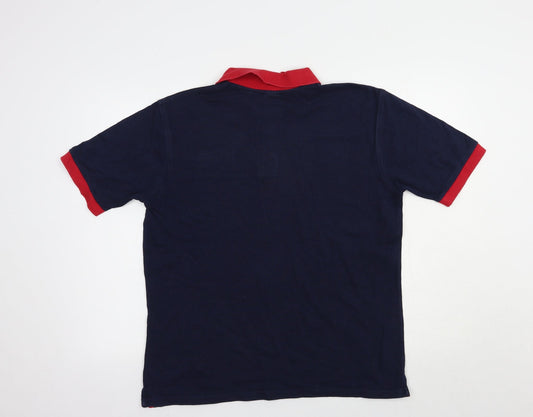 JERZEES Mens Blue Cotton Polo Size S Collared Button - Ulster Hockey