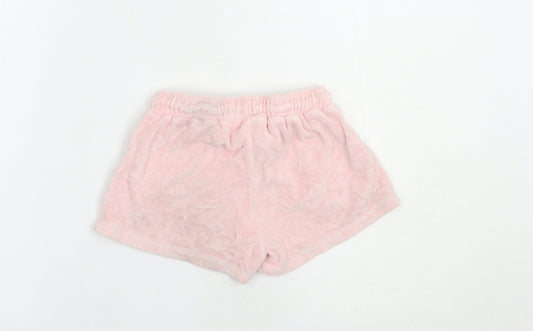 Leigh Tucker Girls Pink Cotton Sweat Shorts Size 6-7 Years Regular Drawstring