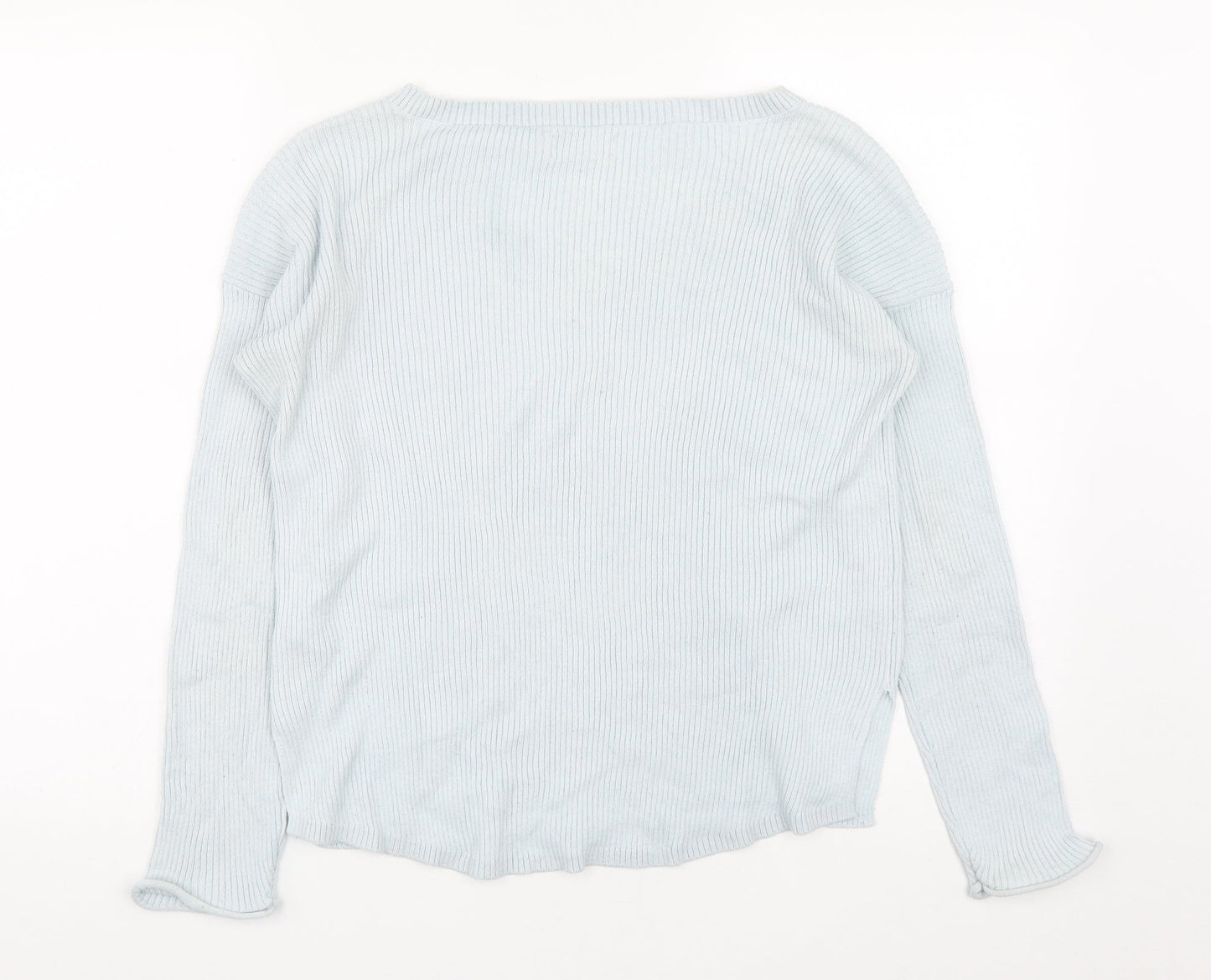 Hollister Womens Blue V-Neck Cotton Pullover Jumper Size S