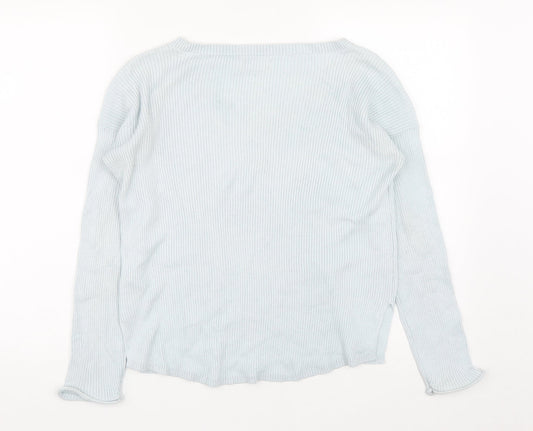 Hollister Womens Blue V-Neck  Cotton Pullover Jumper Size S