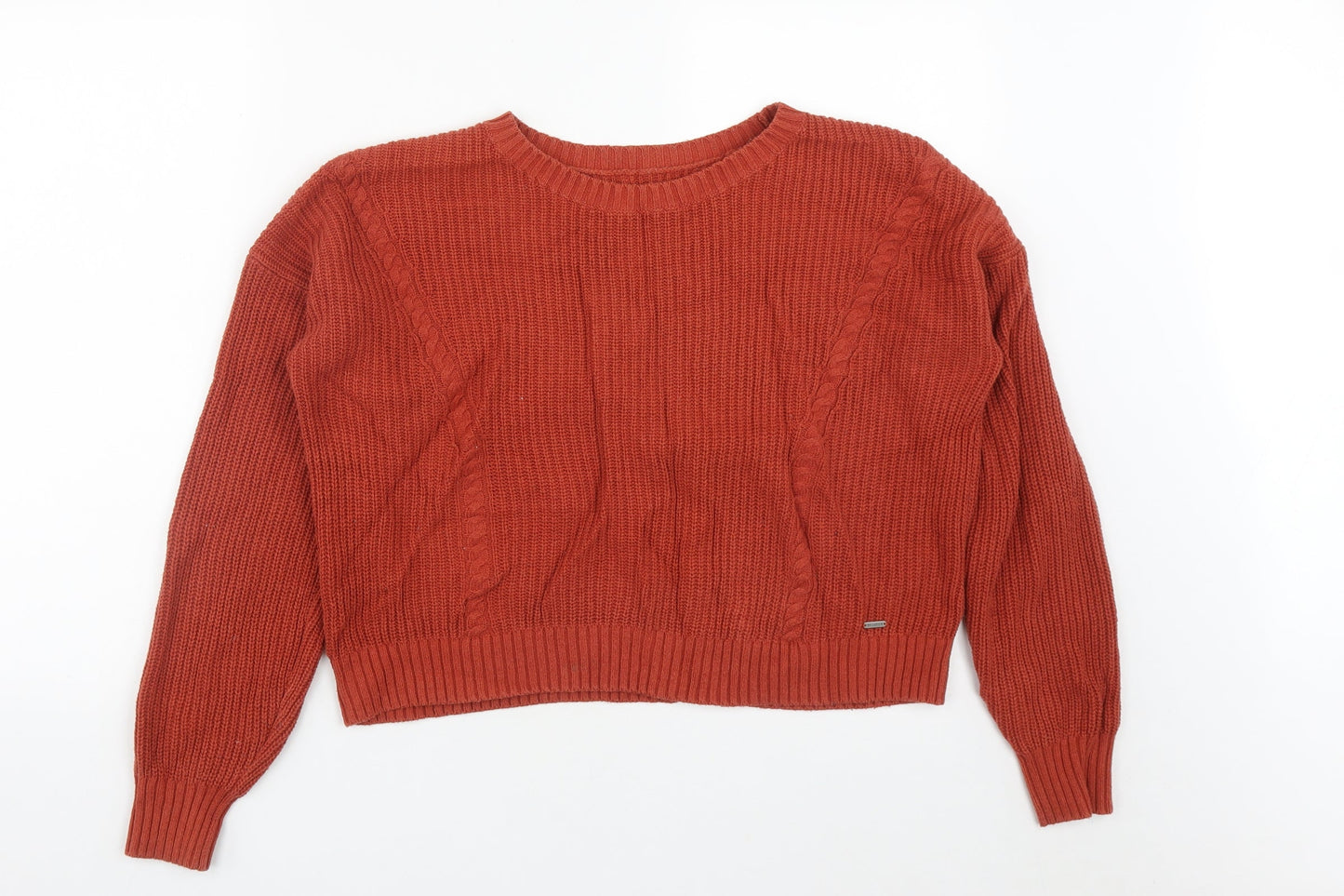 Hollister Womens Brown Round Neck Cotton Pullover Jumper Size S