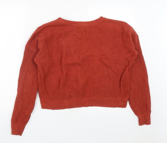Hollister Womens Brown Round Neck  Cotton Pullover Jumper Size S