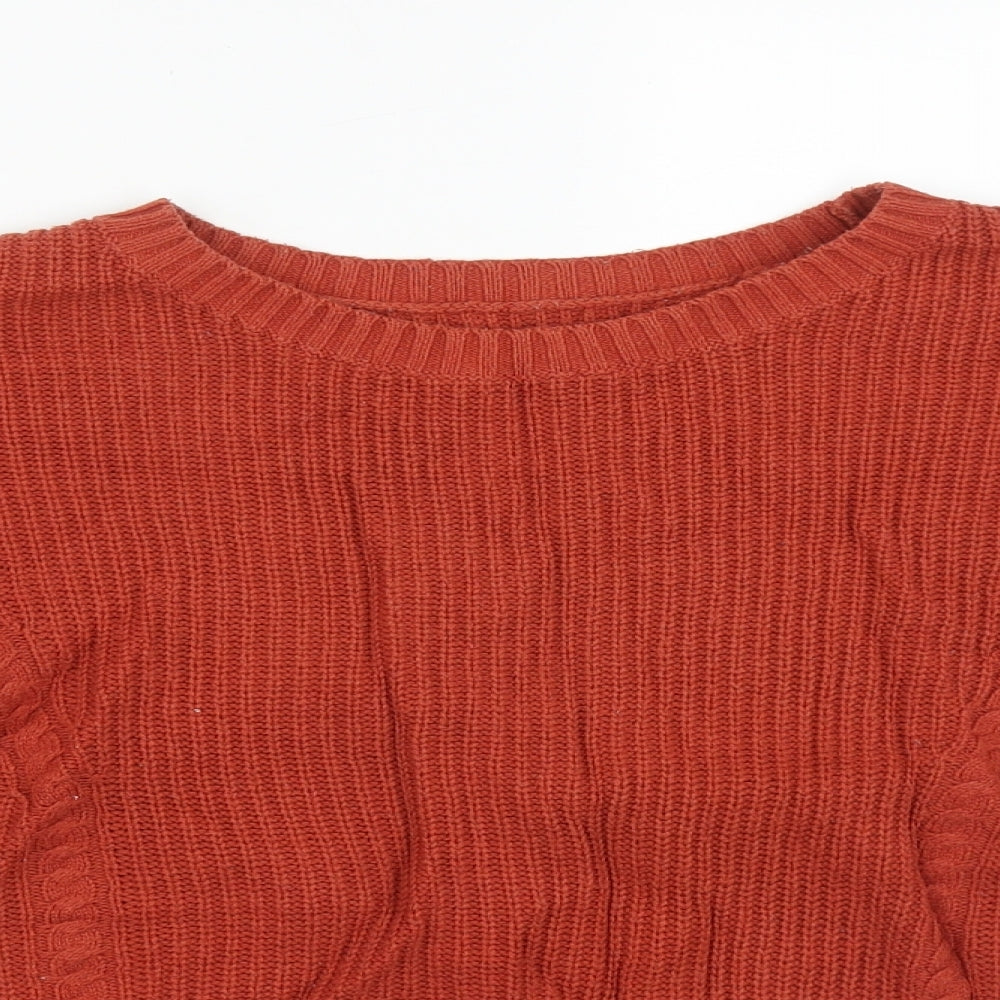 Hollister Womens Brown Round Neck Cotton Pullover Jumper Size S