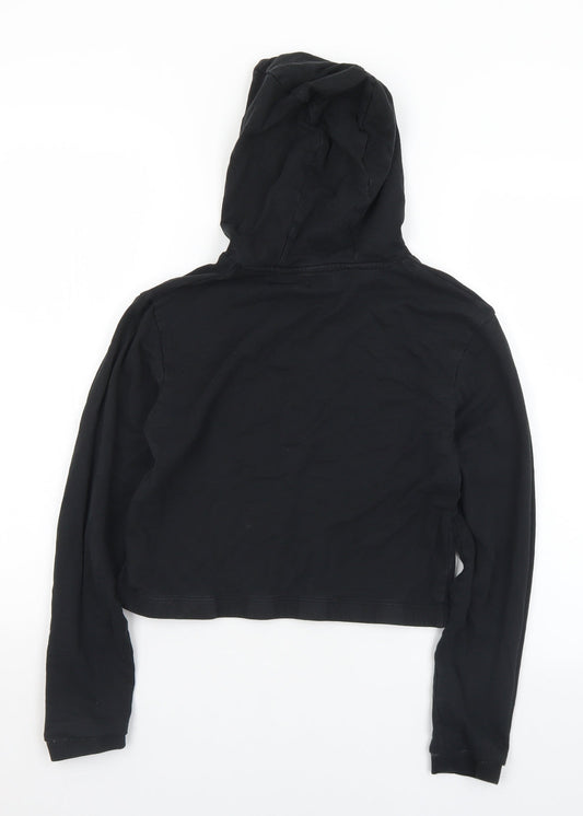 Studio Girls Black Cotton Pullover Hoodie Size 14-15 Years - Cropped