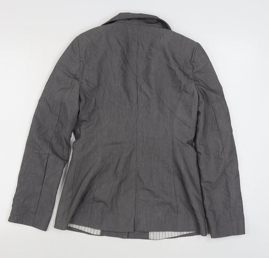 Denim & Co. Womens Grey Jacket Blazer Size 8 Button