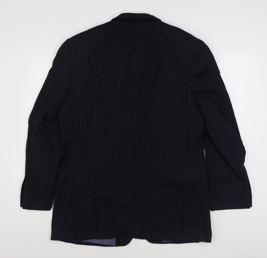 Marks and Spencer Mens Blue Striped Wool Jacket Suit Jacket Size 40