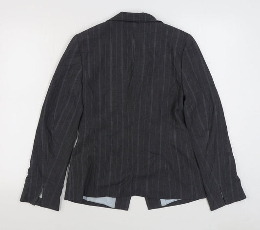 Planet Womens Grey Striped Jacket Blazer Size 8 Button