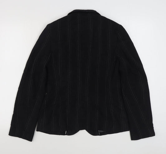 New Look Womens Black Striped Jacket Blazer Size 12 Button