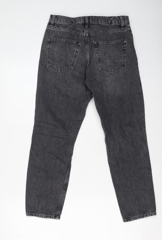 Topshop Womens Grey Cotton Mom Jeans Size 26 L28 in Regular