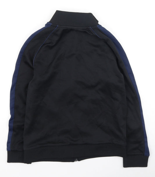 Marks and Spencer Boys Black Round Neck Polyester Full Zip Jumper Size 9-10 Years