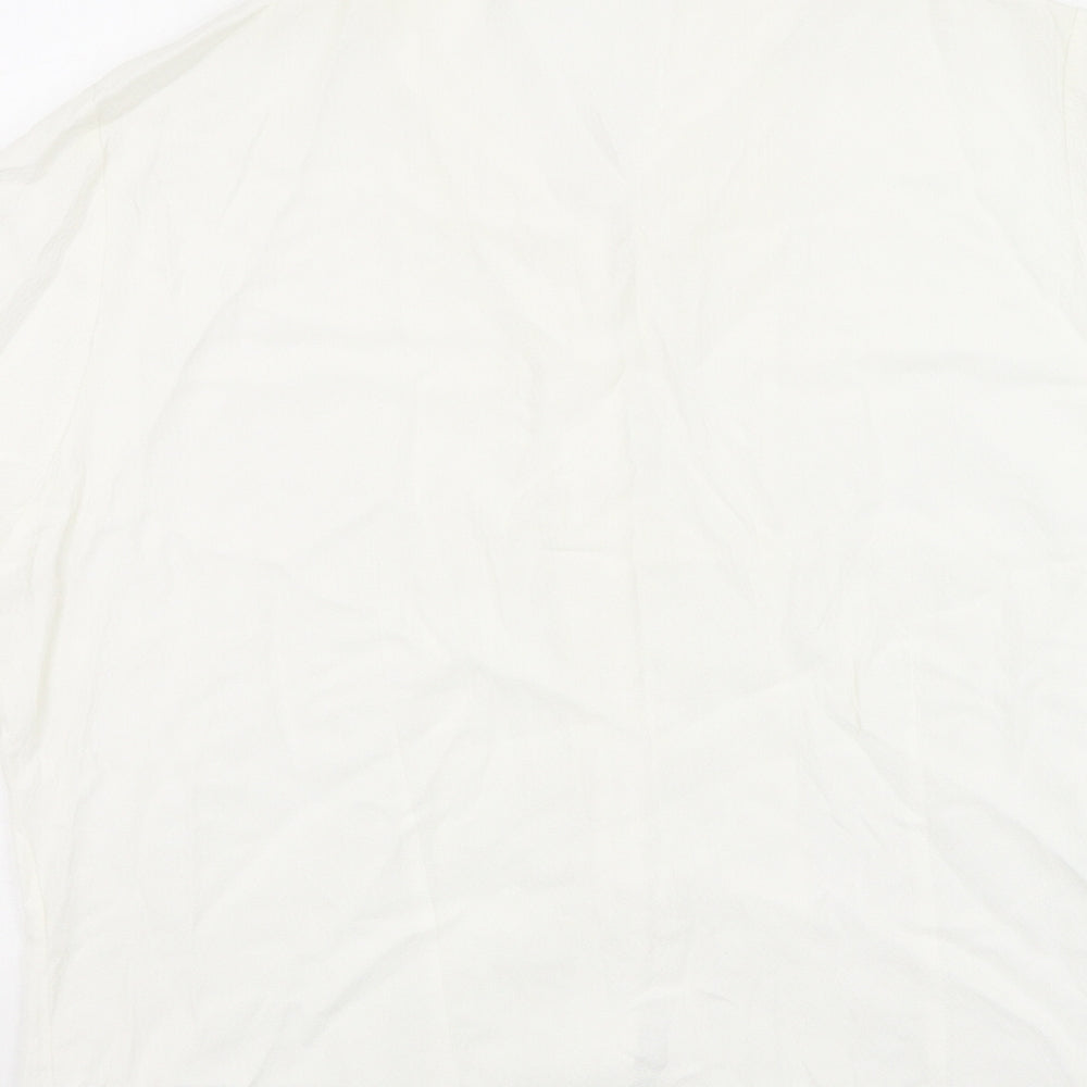 Marks and Spencer Womens Ivory Polyester Basic Button-Up Size 20 V-Neck