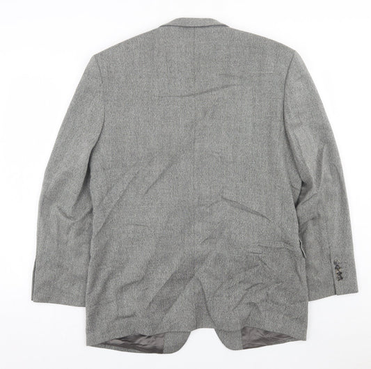 ROY ROBSON Mens Grey Plaid Wool Jacket Suit Jacket Size 42