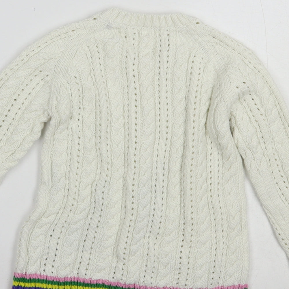 NEXT Girls White Crew Neck Cotton Pullover Jumper Size 7 Years Pullover