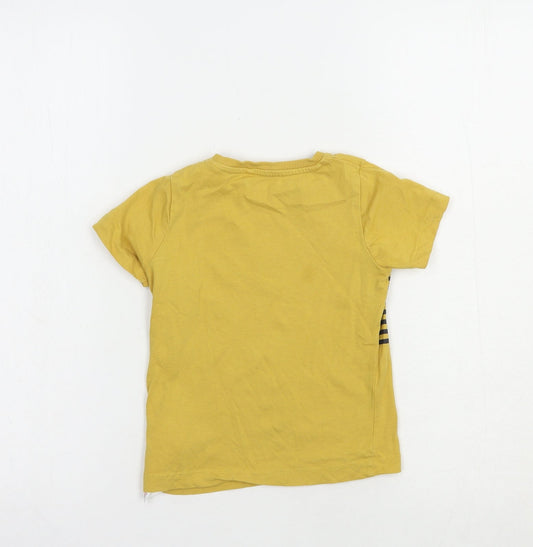 name it Boys Yellow Cotton Pullover T-Shirt Size 2-3 Years Crew Neck Pullover - Car