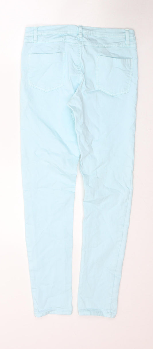 Preworn Womens Blue Cotton Skinny Jeans Size 28 in L29 in Regular Button