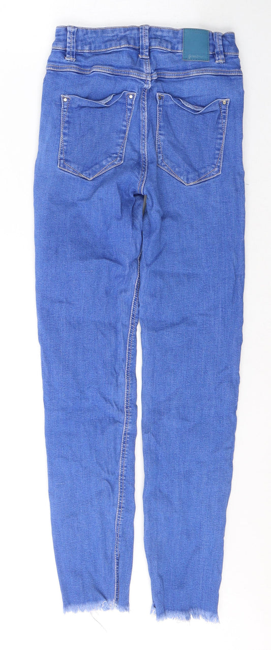 Stradivarius Womens Blue  Cotton Skinny Jeans Size 6 L26 in Slim Button