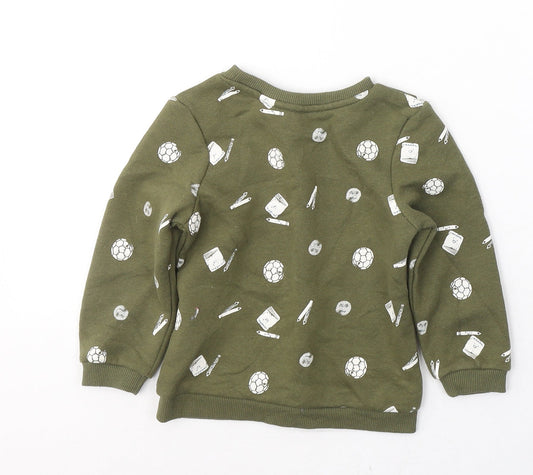 Primark Boys Green Cotton Pullover Sweatshirt Size 2-3 Years Pullover - School icons