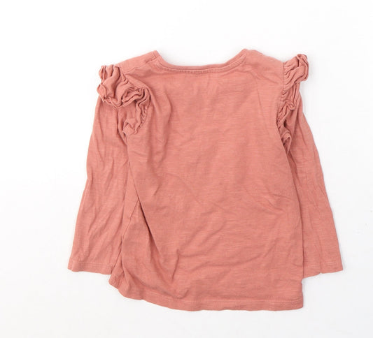 Primark Girls Pink Cotton Pullover Casual Size 2-3 Years Round Neck Pullover - A heart full of flowers