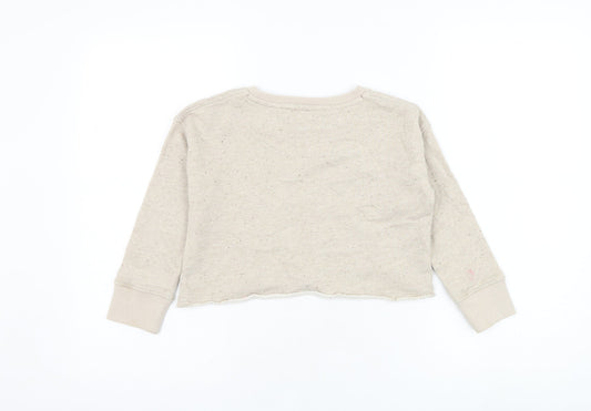 NEXT Girls Beige Cotton Pullover Sweatshirt Size 6 Years Pullover - Butterfly