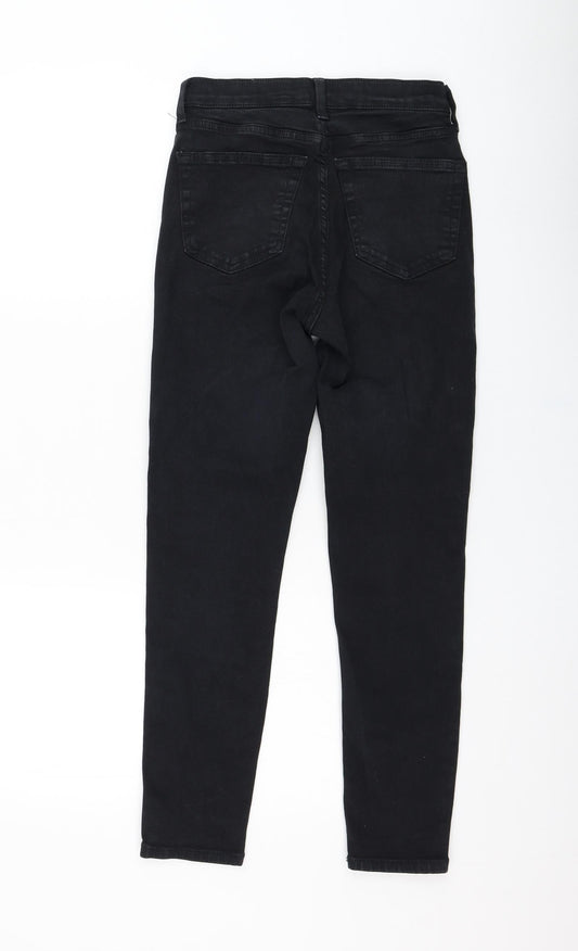 Topshop Womens Black Cotton Skinny Jeans Size 26 in L30 in Regular Zip