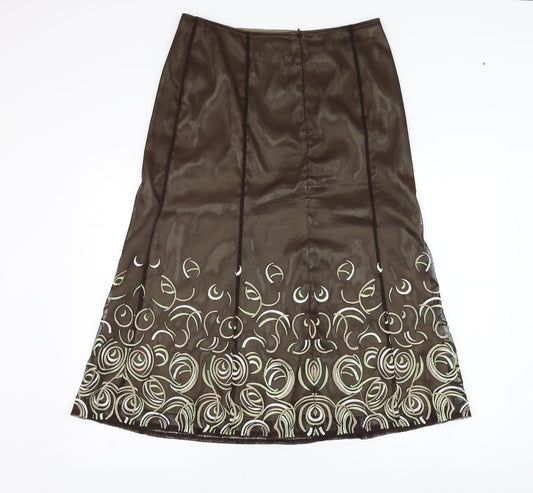 MINUET Womens Green Polyester Straight & Pencil Skirt Size 14 Zip