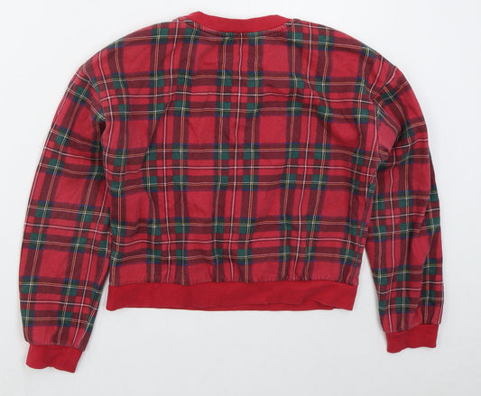 H&M Girls Red Check Cotton Pullover Sweatshirt Size 11-12 Years Pullover - Ski Club Vermont