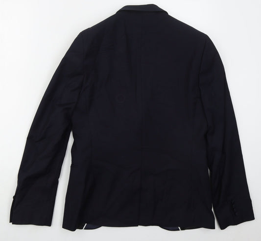 Topman Mens Blue Polyester Jacket Suit Jacket Size 38