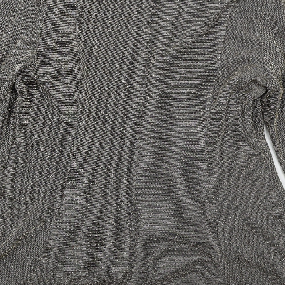 Roman Womens Grey V-Neck Nylon Cardigan Jumper Size 14