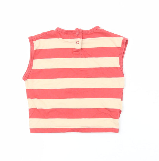 Mango Girls Red Striped 100% Cotton Pullover Tank Size 12-18 Months Boat Neck
