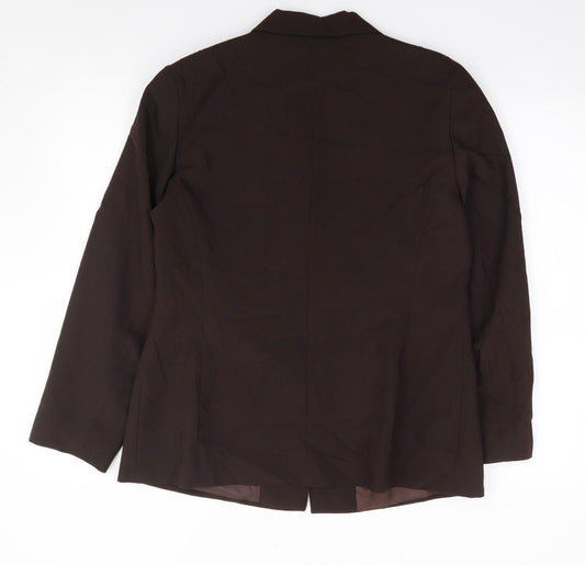 Preworn Womens Brown Jacket Blazer Size 14 Button