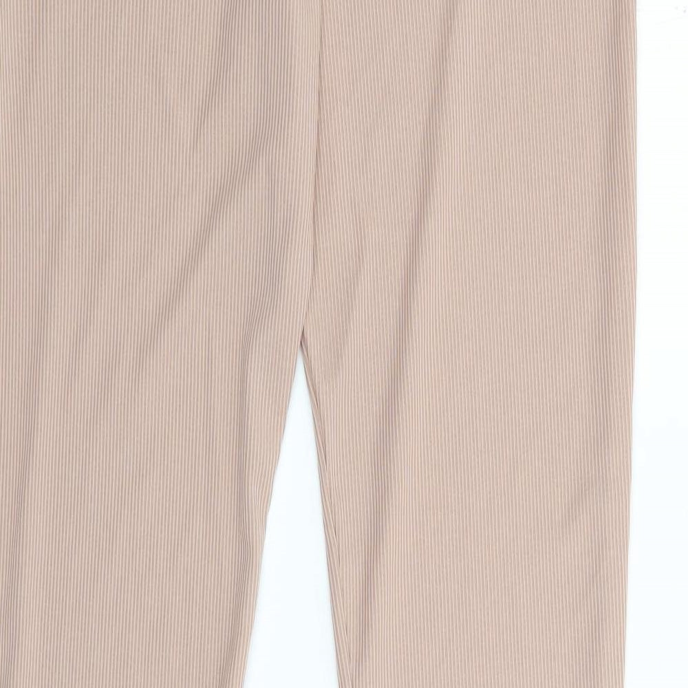 Stylewise Womens Pink Polyester Trousers Size 8 L33 in Regular - Ribbed