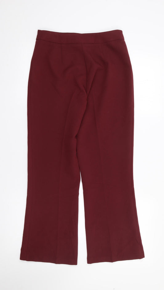 Topshop Womens Red Polyester Trousers Size 8 L26 in Regular Zip