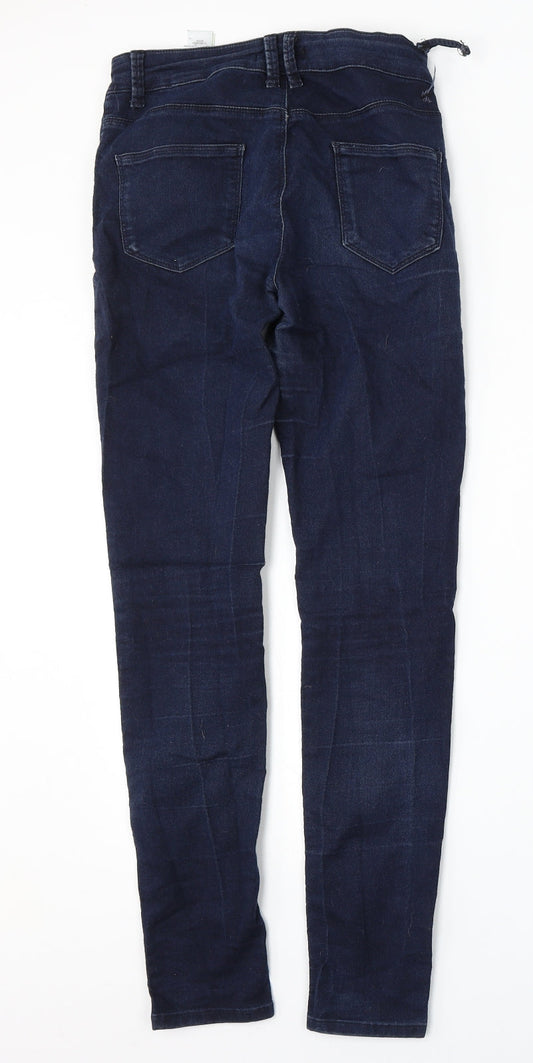 Marks and Spencer Womens Blue Cotton Skinny Jeans Size 8 L29 in Regular Button