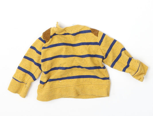 Mini Club Boys Yellow Striped Cotton Pullover Jumper Size 6-9 Months Snap