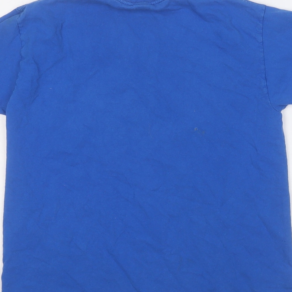 Fruit of the Loom Boys Blue Cotton Basic T-Shirt Size 9-10 Years Round Neck