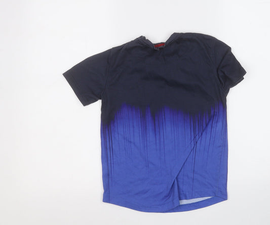 DFND Boys Blue Polyester Basic T-Shirt Size S Round Neck