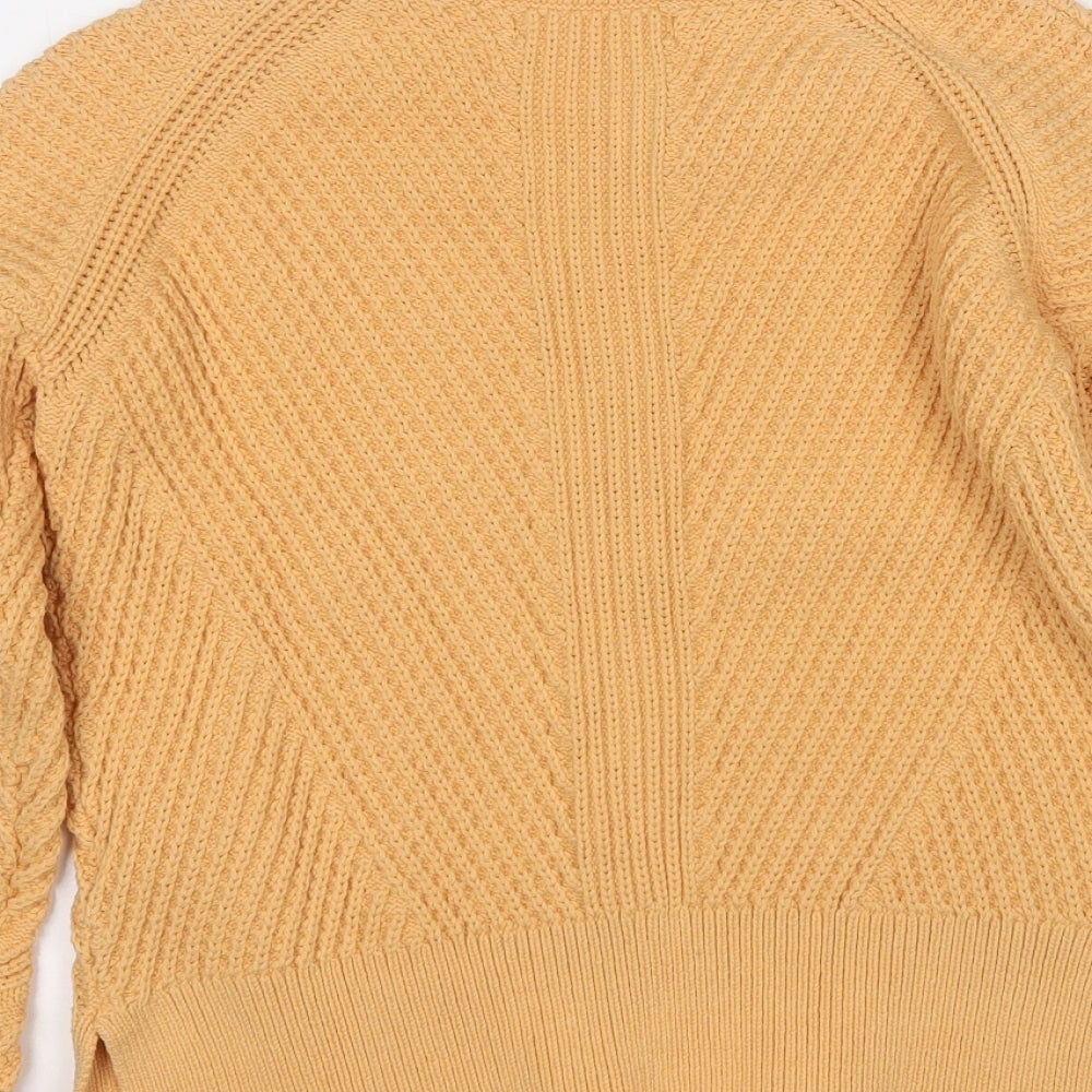 Marks and Spencer Womens Yellow Round Neck Cotton Pullover Jumper Size S