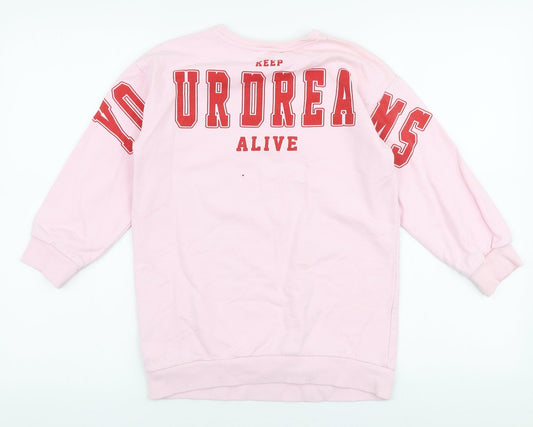 George Girls Pink Cotton Pullover Sweatshirt Size 9-10 Years Pullover